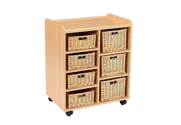 Storage Unit with 4 Shallow 3 Deep Wicker Baskets - EASE