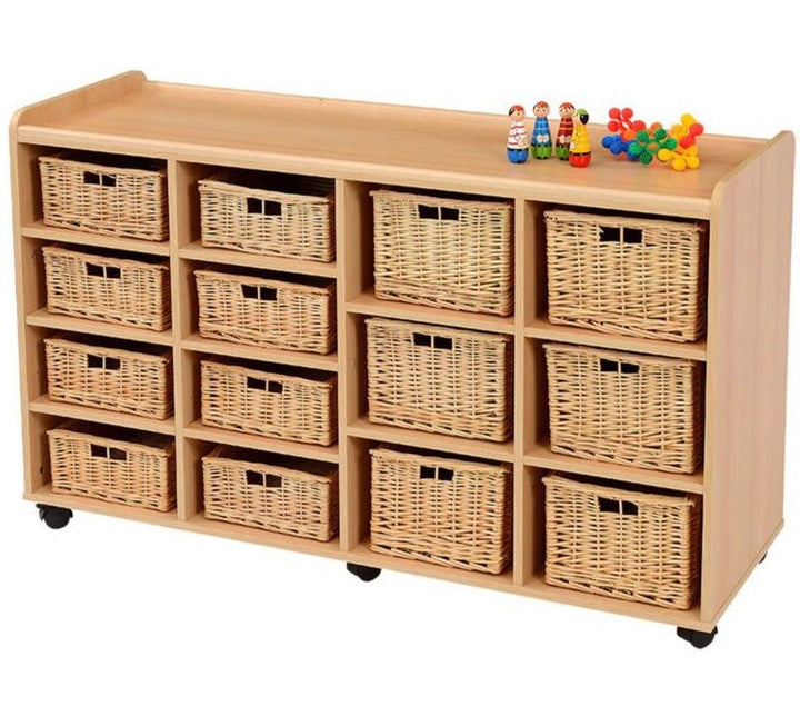 Storage Unit with 8 Shallow 6 Deep Wicker Baskets - EASE