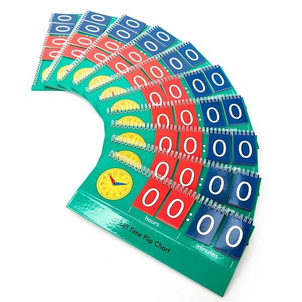 Telling Time Pupil Coloured Flipboards 10pk - EASE