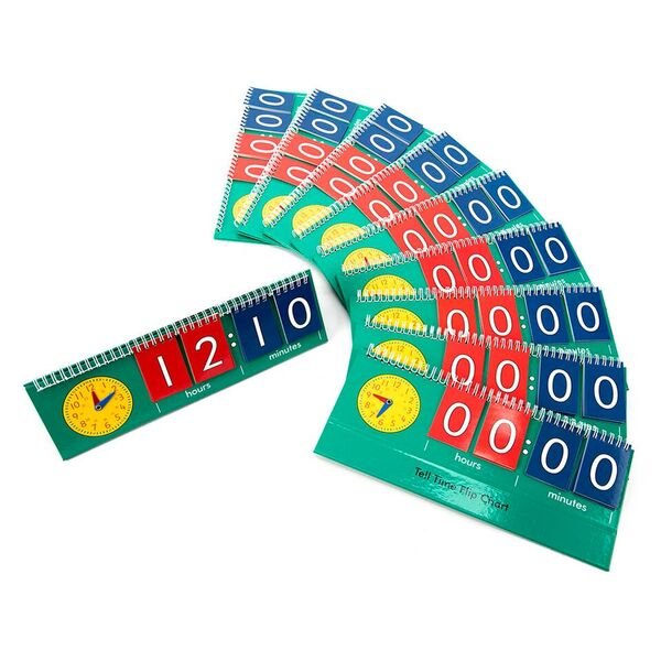 Telling Time Pupil Coloured Flipboards 10pk - EASE