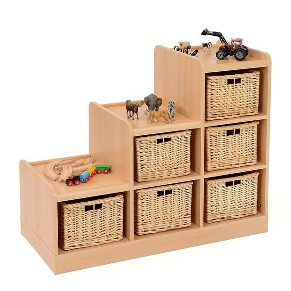 Tiered Storage Units Wicker Baskets Left to Right - EASE