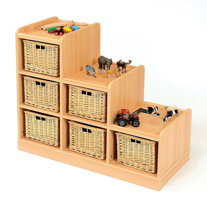 Tiered Storage Units Wicker Baskets Left to Right - EASE