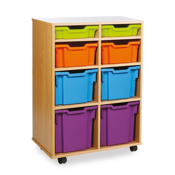 Tray Storage Unit With 8 Mixed Size Trays - 3 colour options - EASE