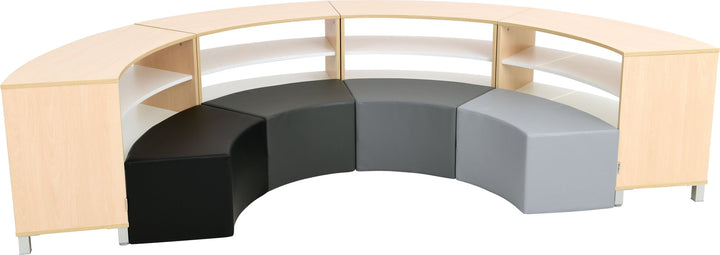 Unit with curved seating - black, grey - EASE