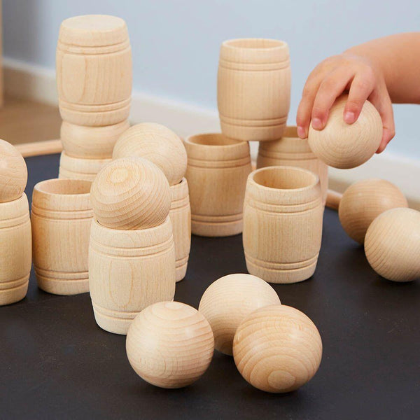 Wooden Barrels and Balls Set 20pcs - EASE