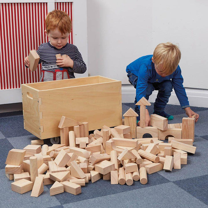 Wooden Construction Blocks in a Cart 224pcs - EASE