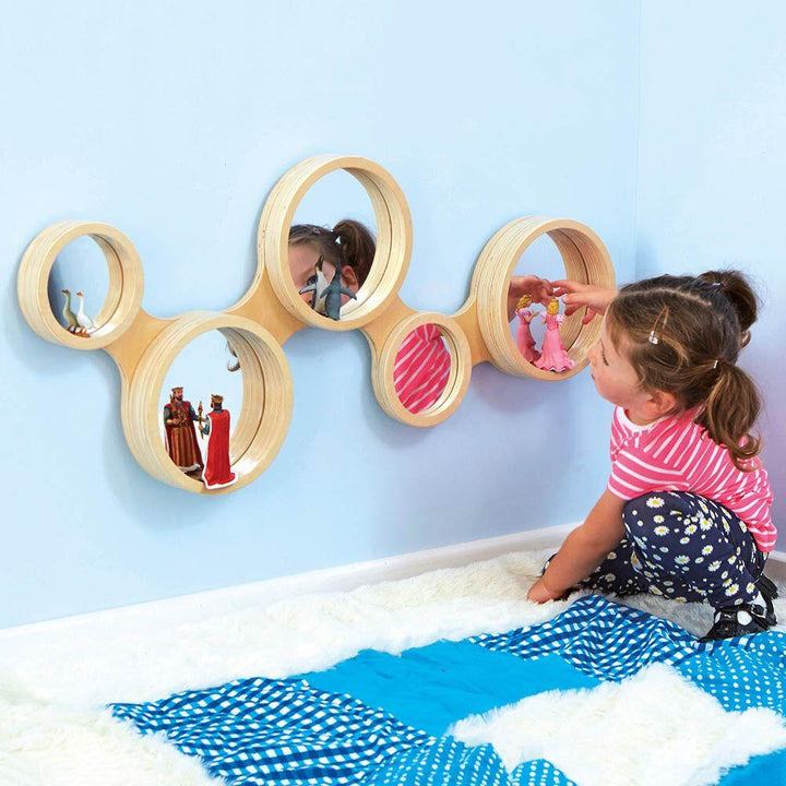 Wooden Framed Mirror With Circles Design 93 x 42cm - EASE