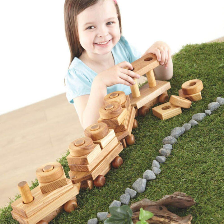 Wooden Toddler Train with Building Blocks - EASE