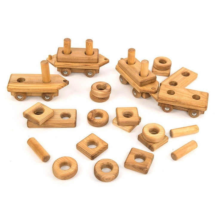 Wooden Toddler Train with Building Blocks - EASE