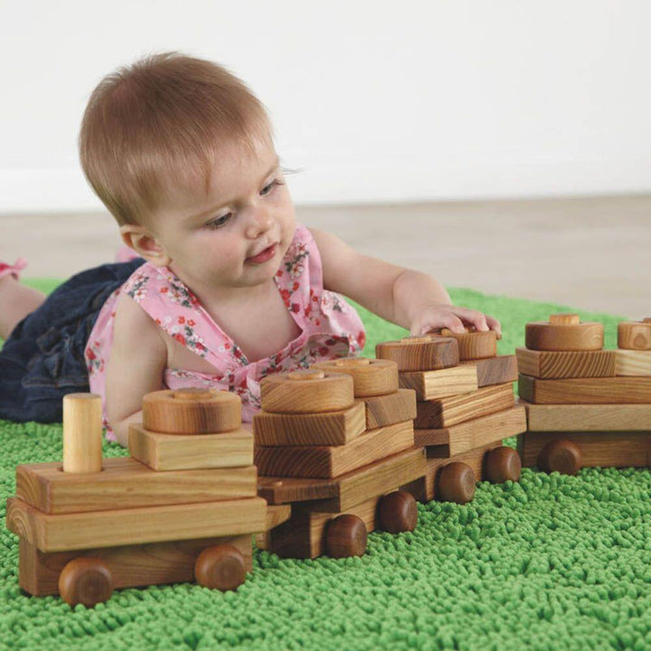 Wooden Toddler Train with Building Blocks - EASE