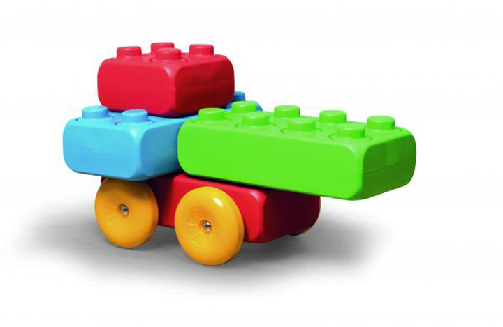 XLarge Construction Building Blocks 'Bricks' + 2 Wheels 30 Pcs - EASE