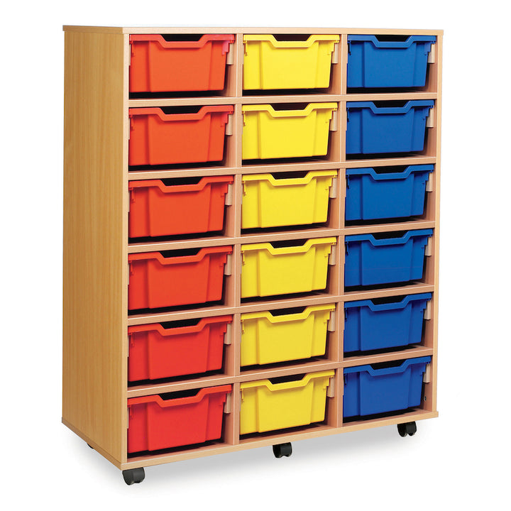 Tray Storage Unit With 18 Deep Trays - 3 colour options 