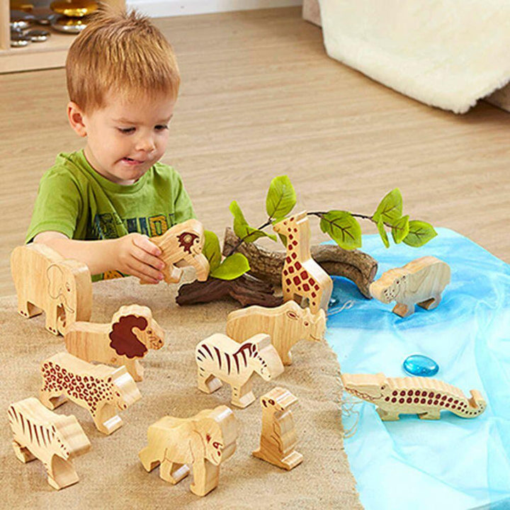 Wooden Wild Animals 12pk 