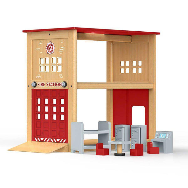 Small World Wooden Fire Station and Accessories 