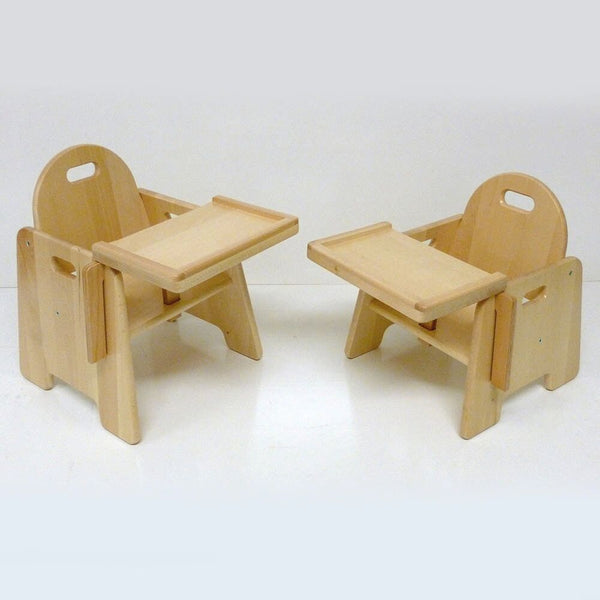 Infant Low Wooden Feeding Chair with Tray - All Sizes