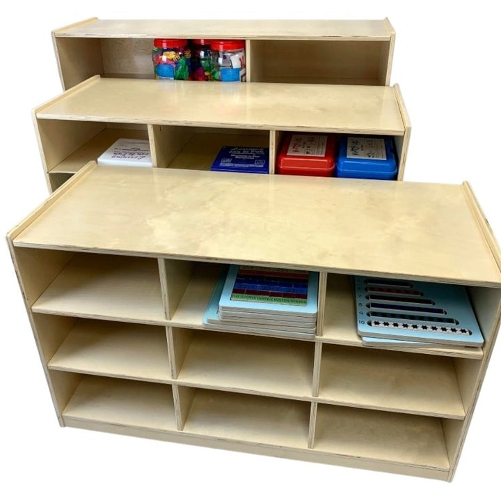 visual of 12 cubby storage unit from top