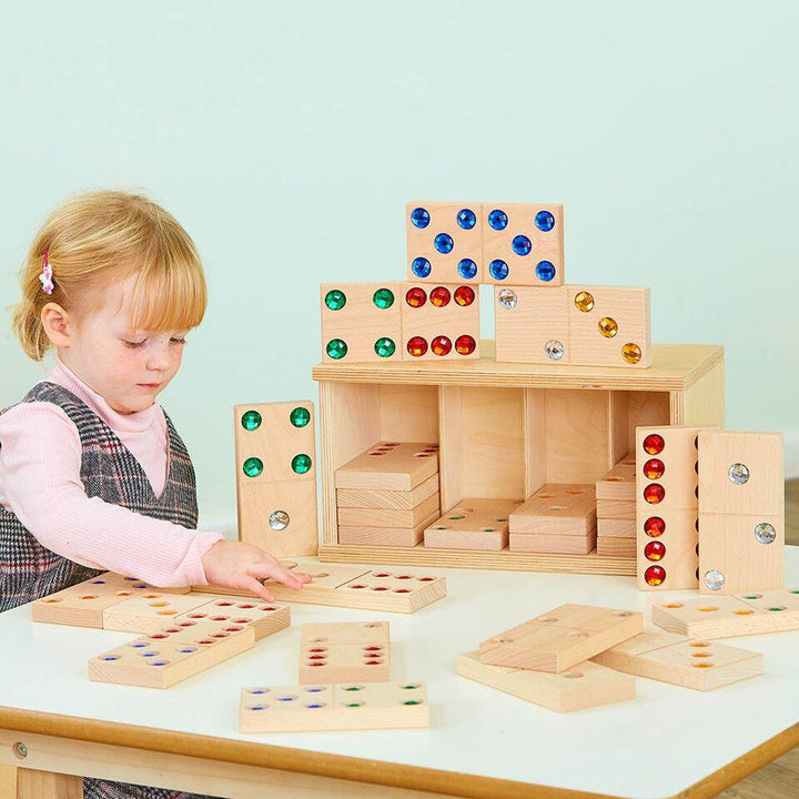 Wooden Jewel Domino Set 28pk 